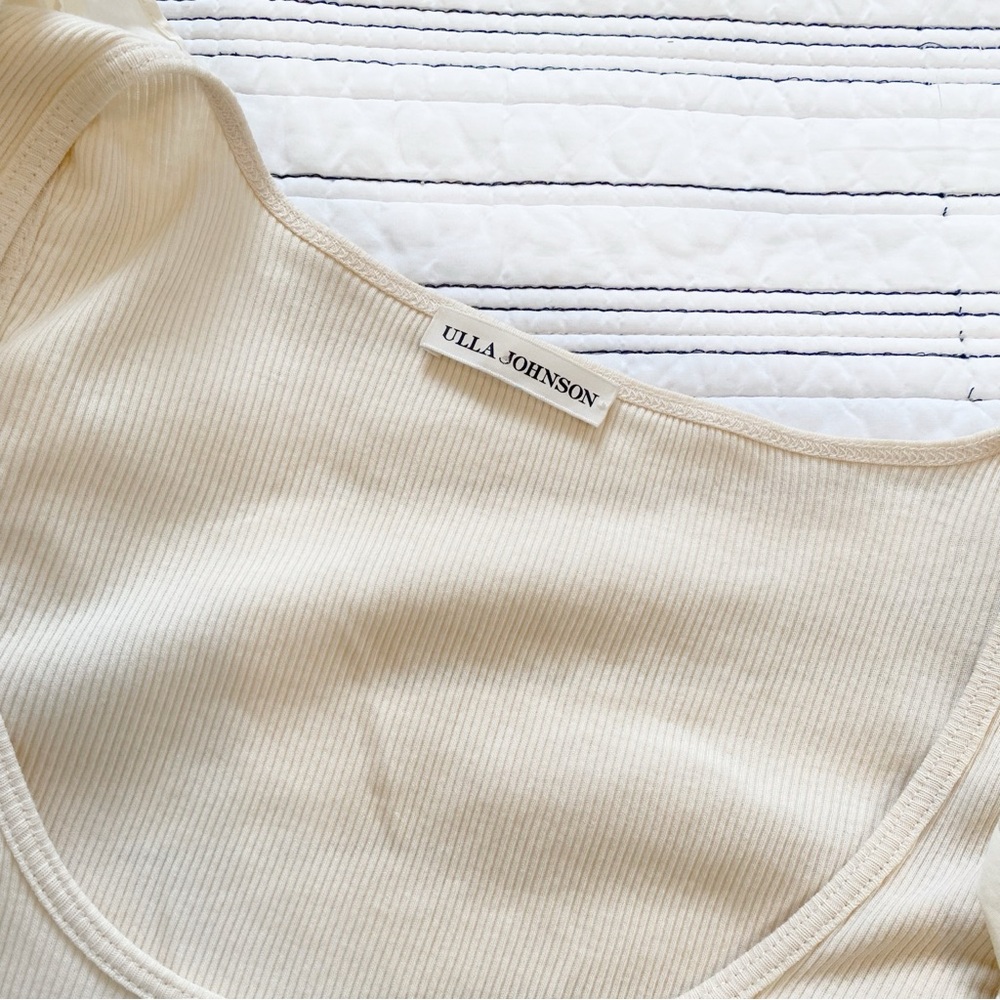 Ulla Johnson Koa Ruffle Rib Tank Ivory size Large - Picture 5 of 9